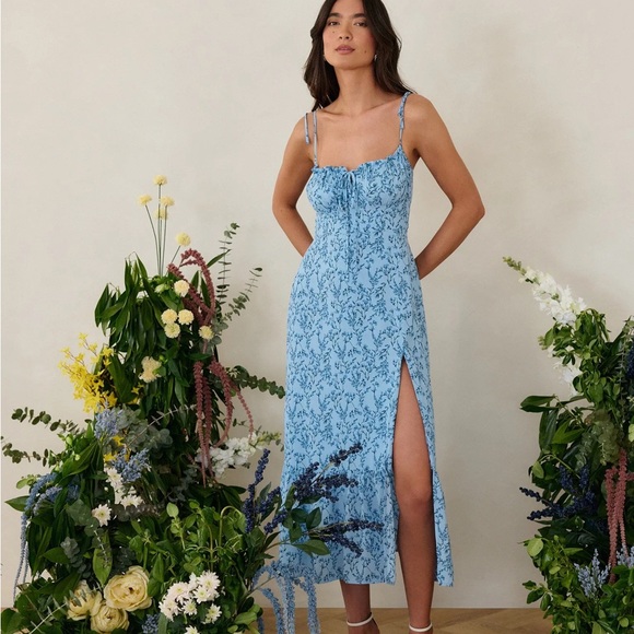 PARK & FIFTH Smithe Baby Blue Floral Dress, Size XS - Picture 1 of 5